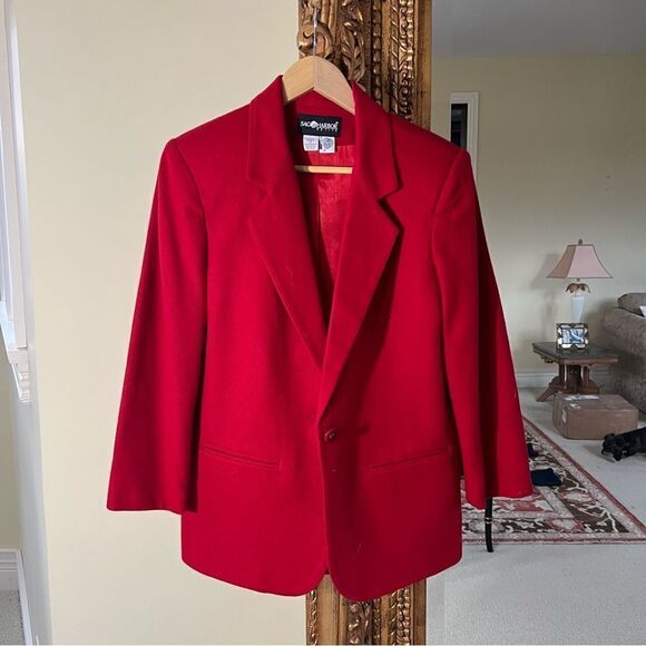 Women’s red wool long blazer vintage size 12 - Picture 1 of 3